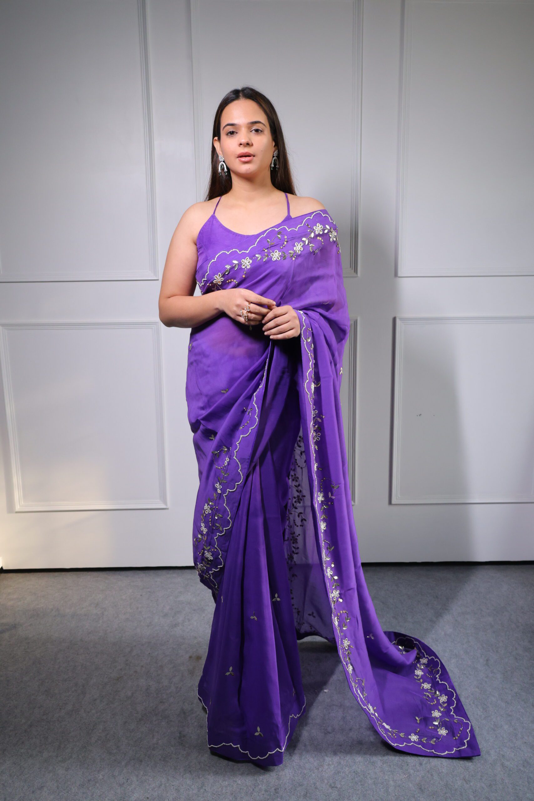 Purple Organza Saree - Image 2