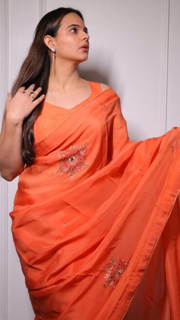 Orange Organza Saree