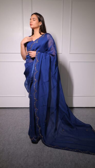 Blue Organza Saree
